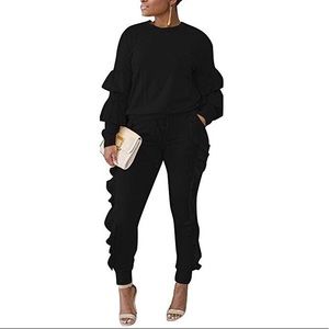 Casual Ruffle Pants Set